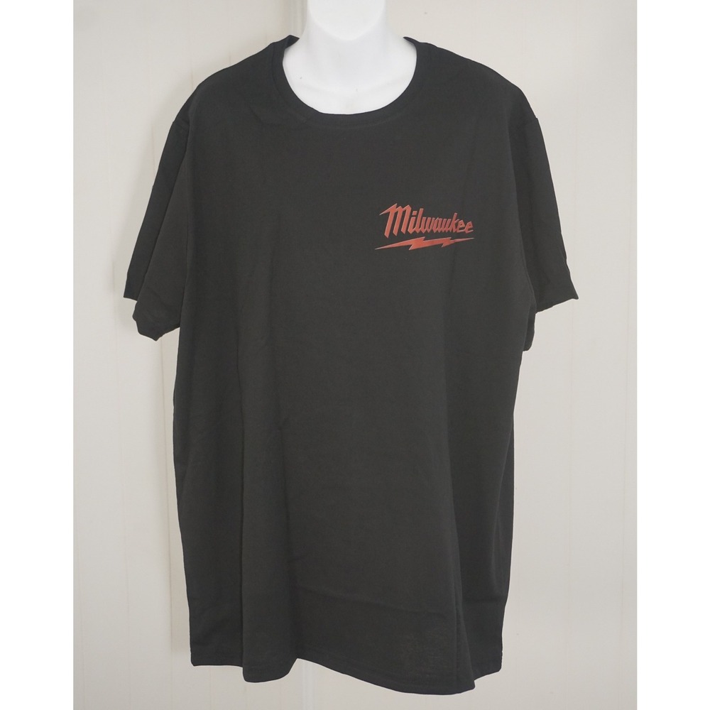 Milwaukee XL T-Shirt Black Cotton Graphic Tool Flag Print